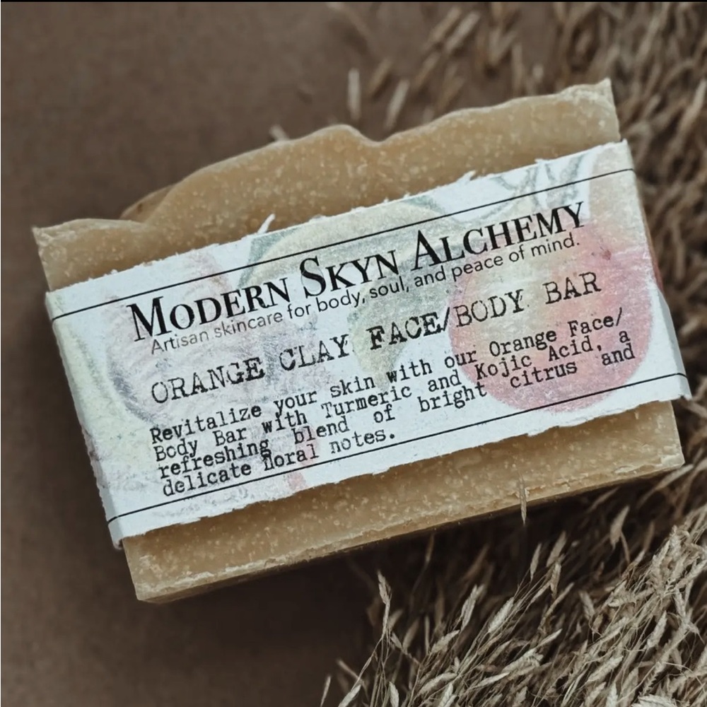 MODERN SKYN ALCHEMY SOAP orange clay base body bar with turmeric and Koji acid
